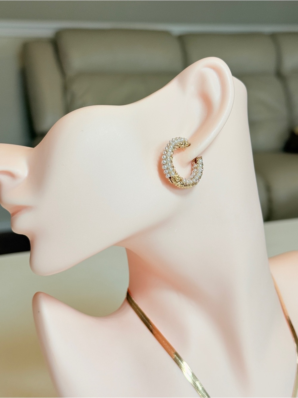 Gold Crystal Hoop Earrings